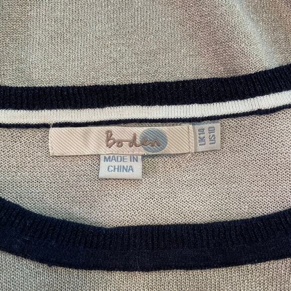 Boden Women's Silver Navy Metallic Linen Blend Swing Top, size 10 - Picture 5 of 6